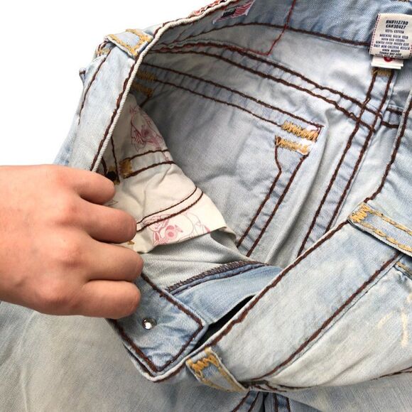 Vintage True Religion Jeans Size 36 RICKY SUPER T Blue RARE BROWN STITCH - Picture 12 of 12